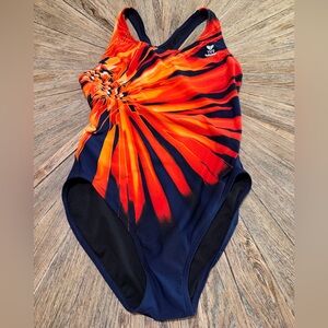 TYR Durafast Practice Training Swimsuit Womens 30 Orange Burst Racerback